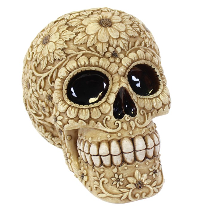 Natural Floral Skull Money Box