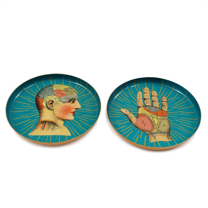 Onderzetter van 11 cm met palmistry- en frenologie-motief