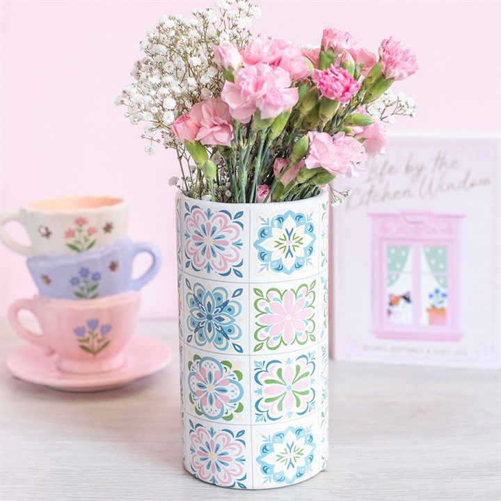 Vaso com estampado de azulejo