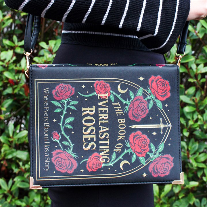 Gothic Rose Book Shaped Crossbody Bag