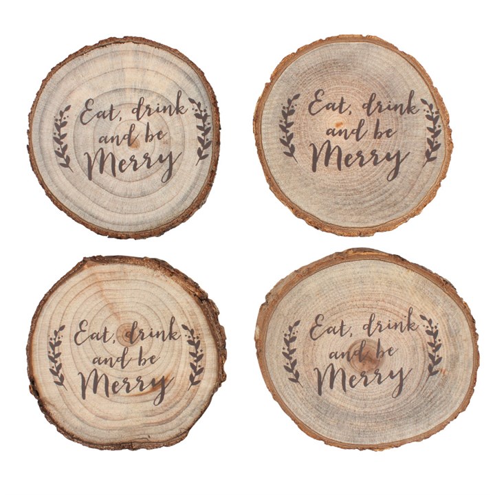 Christmas Log Slice Coaster Set