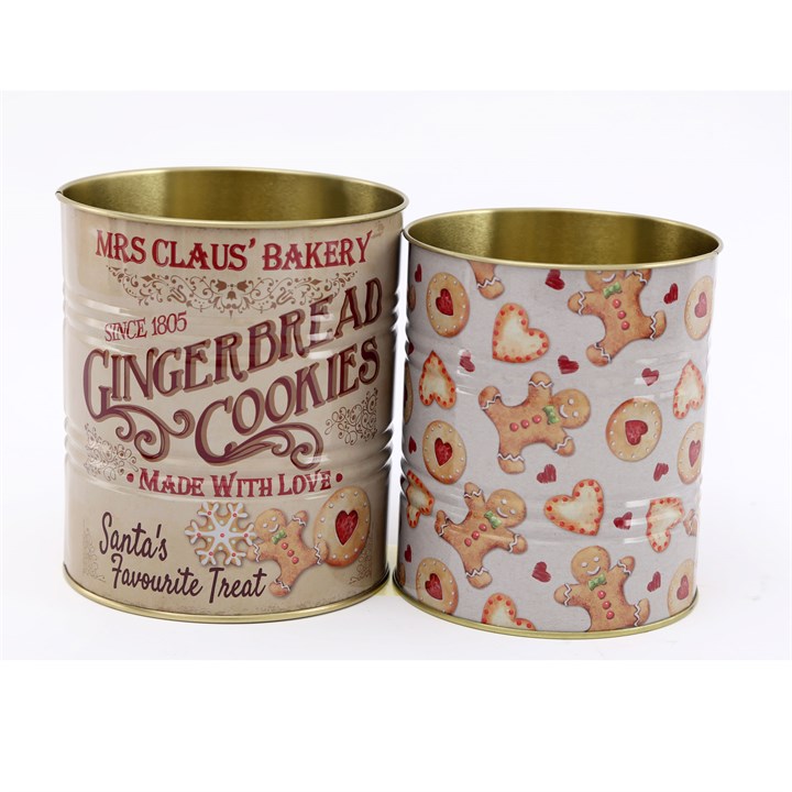 Set of 2 Gingerbread Bakery Tins