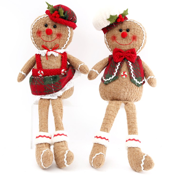43cm Gingerbread Man/Woman Christmas Decoration