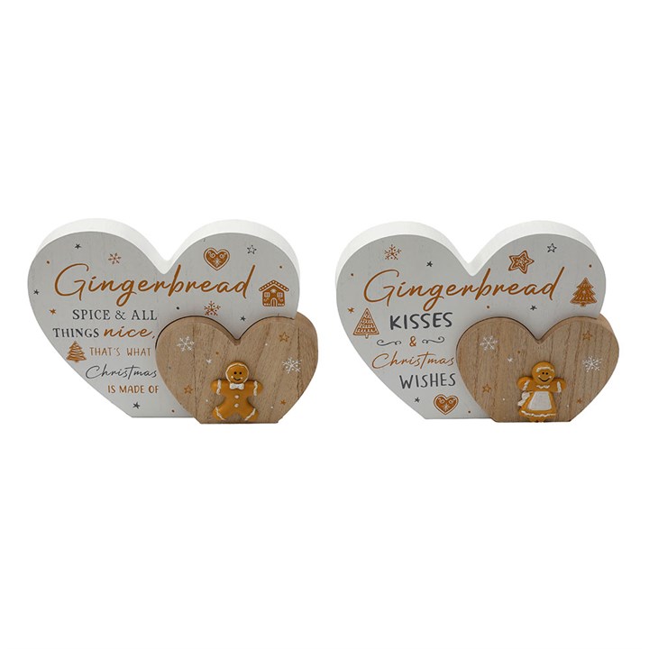 22cm Double Heart Christmas Gingerbread Plaque