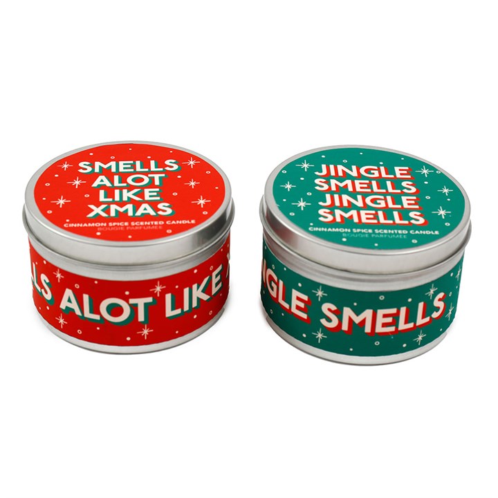 7.5cm Christmas Typography Tin Candle