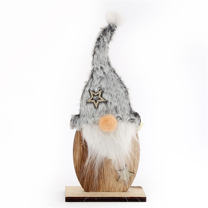 23cm Grey Santa Gonk Decoration on Stand