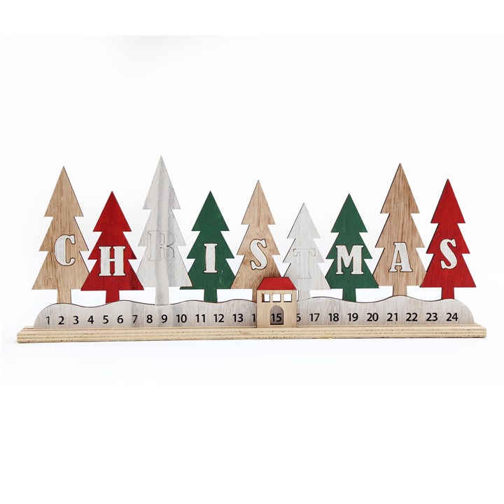 44cm Wooden Tree Advent Calendar Ornament