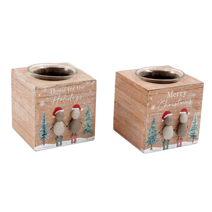 8cm Pebble Christmas Candle Holder