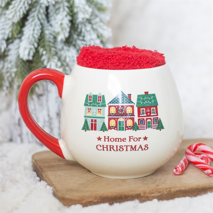 Set met mok en sokken: ‘Thuis met Kerstmis’