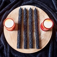 Set of 4 Black Debossed Taper Candles