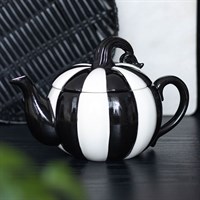 Black and White Striped Pumpkin Teapot
