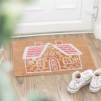 Natural Pink Gingerbread House Doormat