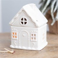White Gingerbread House Oil Burner