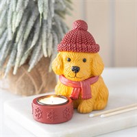 Zimowy świecznik na świeczki typu tealight w kształcie szczeniaka