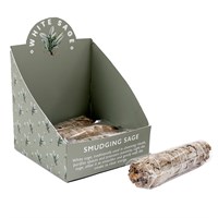 Set of 12 5cm White Sage Smudge Sticks in Display