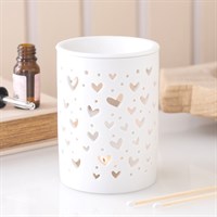 White Heart Cut Out Oil Burner and Wax Warmer