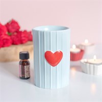 Quemador de aceite con forma de pilar «Corazón azul»