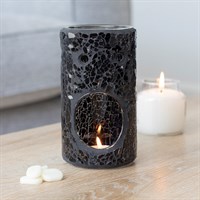 Black Crackle Pillar Oil Burner & Wax Warmer