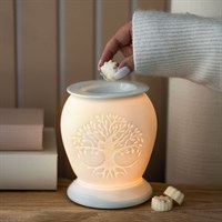 Tree of Life White Ceramic Electric Oil Burner  (UK 3-Pin Plug)