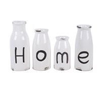 Set of 4 Decorative Milk Bottles