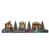 Set of 17 Christmas Street Scene Light-Up Decorations