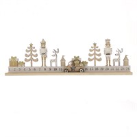 45cm Gold Wooden Advent Calendar with Nutcracker