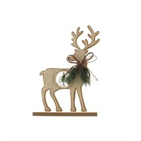21cm Wooden Reindeer Standing Ornament