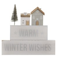 20 cm großes Block-Schild „Warme Wintergrüße“