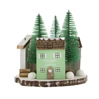 16 cm große Tischdekoration in Form eines dreistöckigen Holzhauses