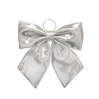 34cm Silver Metallic Fabric Bow