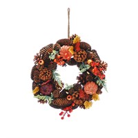 30 cm großer Herbstkranz aus Kürbisblättern