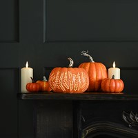 16cm Orange Porcelain Pumpkin Light-Up Decoration