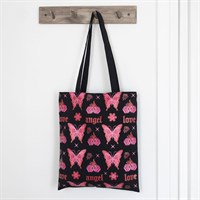 Flaming Butterfly Print Polycotton Tote Bag