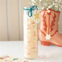 Howdy Cowboy Boot Print Floral Tube Candle