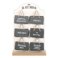 Set of 24 Mini Slate Signs for Him on Display