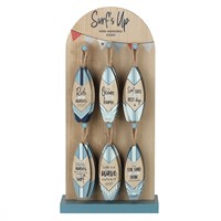 Set of 24 Mini Surfboard Signs on Display