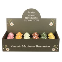 Set of 18 Mushroom Decorations in Display