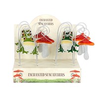Set of 12 Frog and Toadstool Suncatcher Stakes in Display