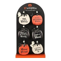 Set of 36 Pumpkin Mini Signs on Display