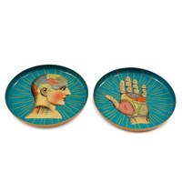 Onderzetter van 11 cm met palmistry- en frenologie-motief