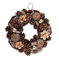 35cm Dried Leaves and Hessian Wreath