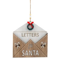 19cm Hanging Wooden Letter To Santa Ornament