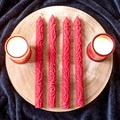 Set of 4 Red Debossed Taper Candles