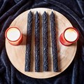 Set of 4 Black Debossed Taper Candles