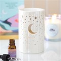 Iridescent White Moon Pillar Oil Burner and Wax Warmer