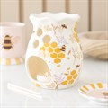 Honey Bee Print Fluted Oil Burner and Wax Warmer