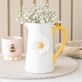 3D Daisy and Honey Bee Ceramic Flower Jug