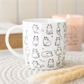 White Happy Cat Print Mug