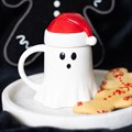 Ghost Shaped Mug with Santa Hat Lid