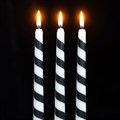 Set of 3 Black Candy Cane Taper Candles